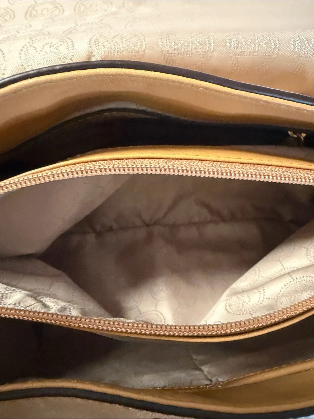 Michael Kors Camel Leather Satchel with Gold Hardware